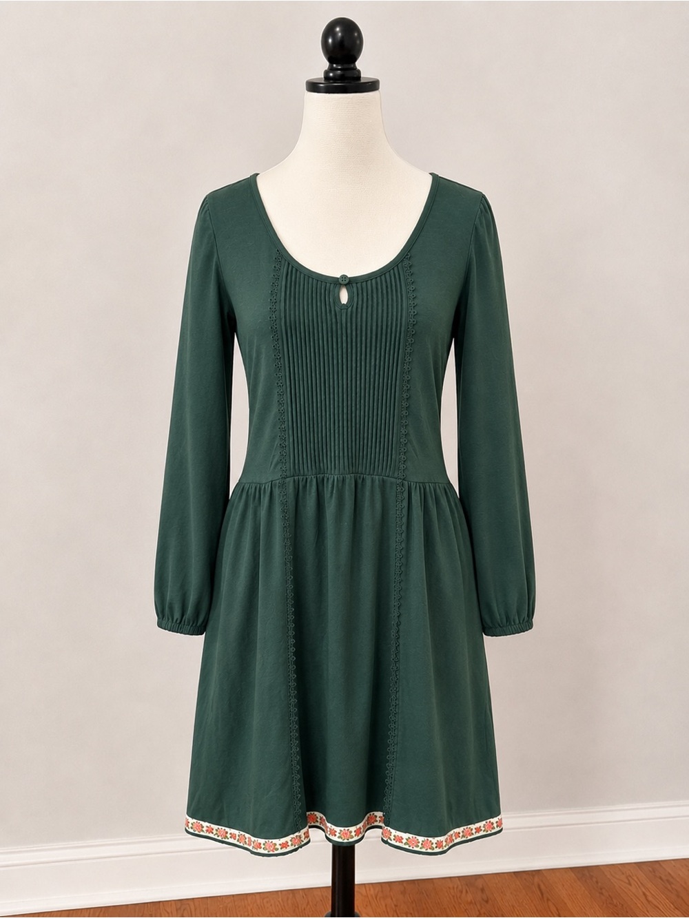 Matilda Jane Deep Green Long-Sleeve Pintuck Dress